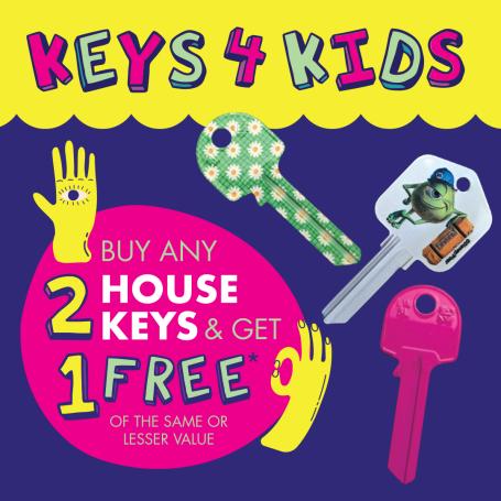 Keys 4 Kids Buy any 2 house keys and get 1 free