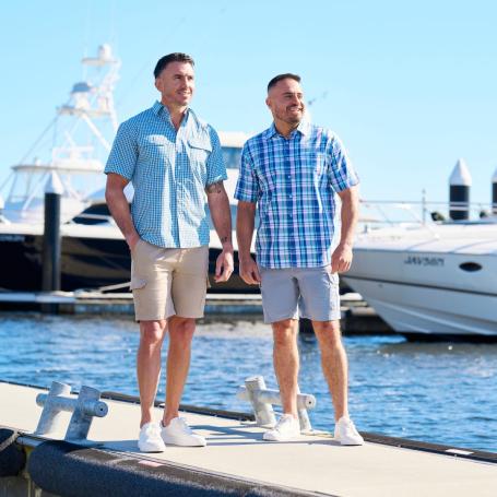 Men wearing Lowes clothing