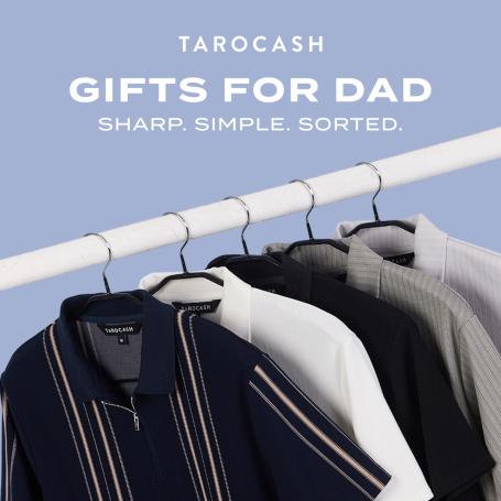 Tarocash - Shirts on a rack. Text: Gifts For Dad
