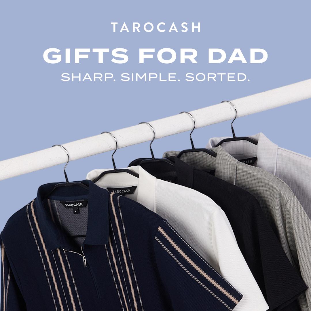 Tarocash - Shirts on a rack. Text: Gifts For Dad